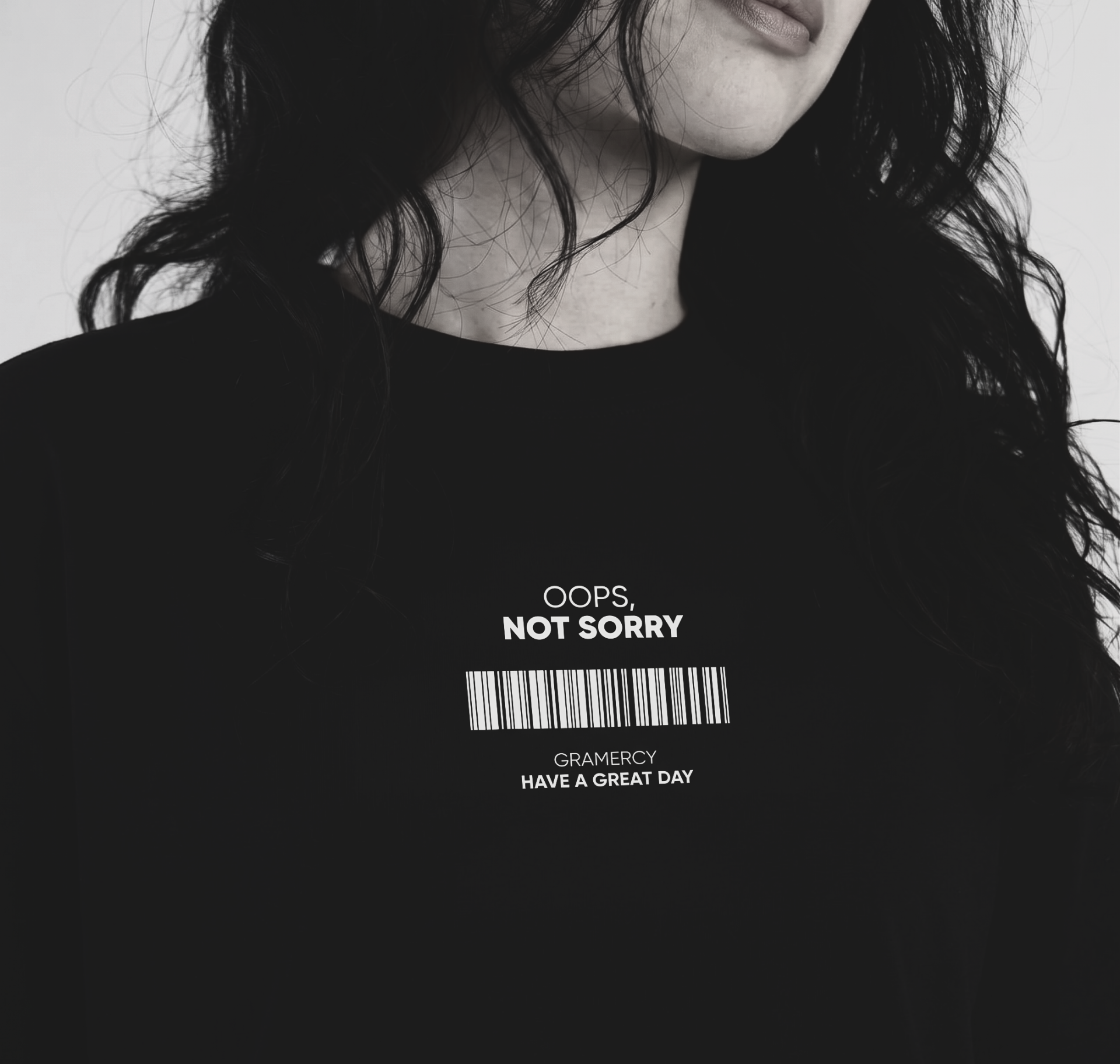 Back print of the BLACK Purpose tee with barcode graphic
